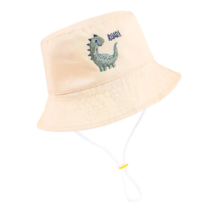 Cartoon Embroidered Reversible Kids Summer Bucket Hat