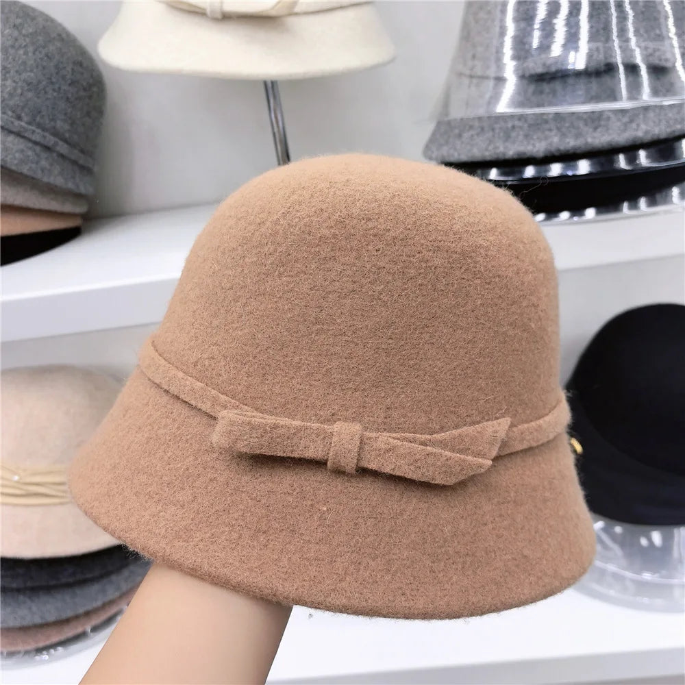 Women's Retro Wool Butterfly Bucket Hat
