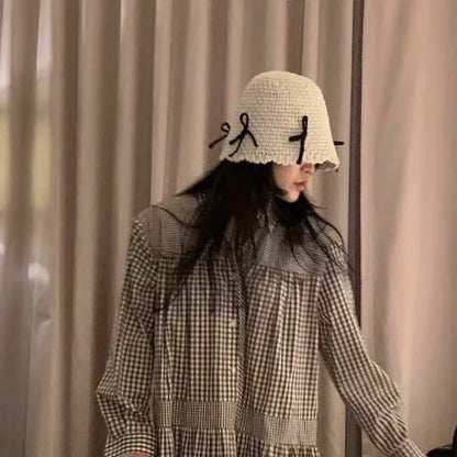 Korean Ins Bow Sweet Straw Summer Bucket Hat