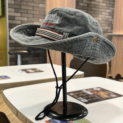 Men's Washed Cotton Wide Brim Bucket Hat