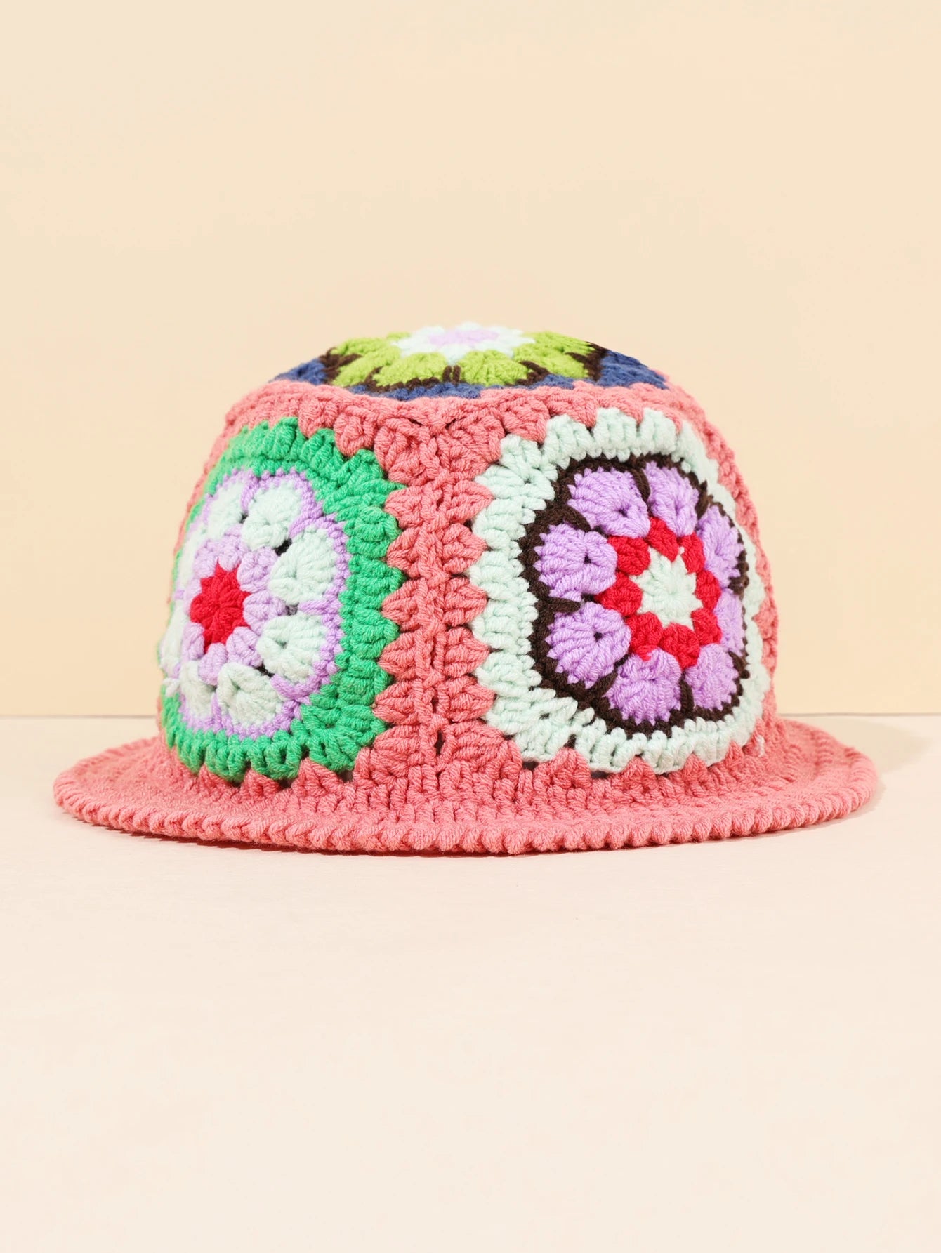 Hand Woven Colorful Flower Bucket Hat