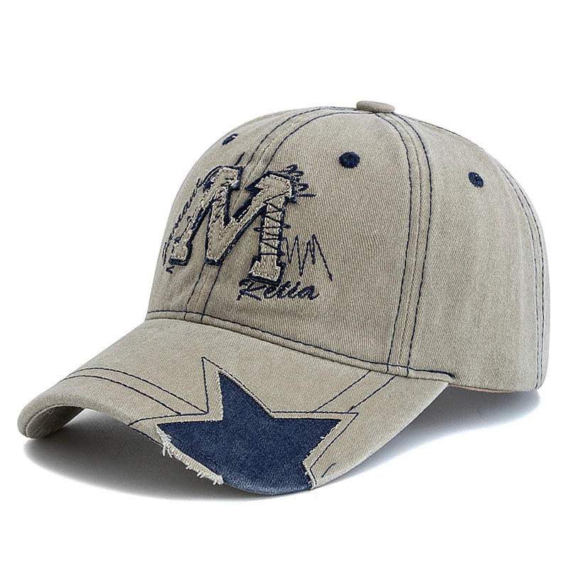 Retro M Letter Embroidery Baseball Cap Unisex