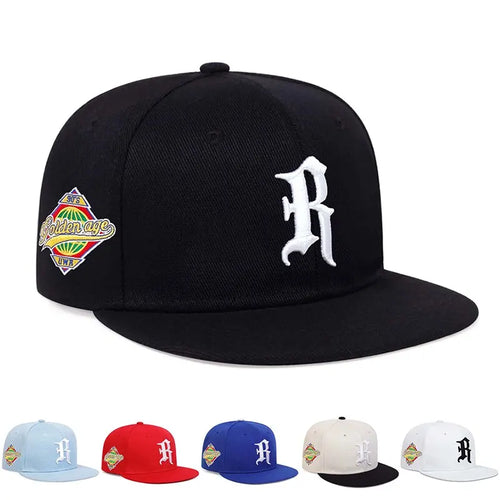 Gothic Letter R Embroidery Snapback Cap