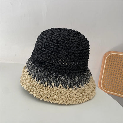Women's Colorful Straw Woven Bucket Hat