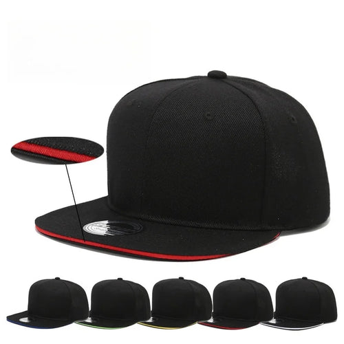 Solid Black Flat Brim Hip Hop Cap