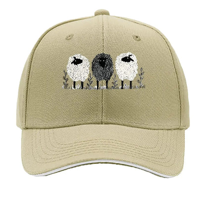Vintage Three Lambs Print Adjustable Baseball Cap