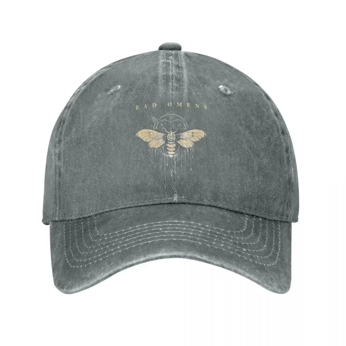 Bad Omens Moth Metal Rock Distressed Denim Baseball Cap