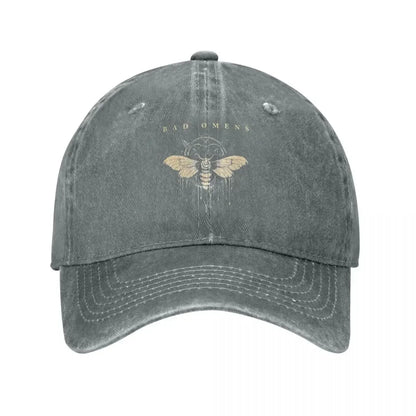 Bad Omens Moth Metal Rock Distressed Denim Baseball Cap