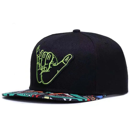 Unisex Green Fingers 6 Embroidery Hip-hop Hats