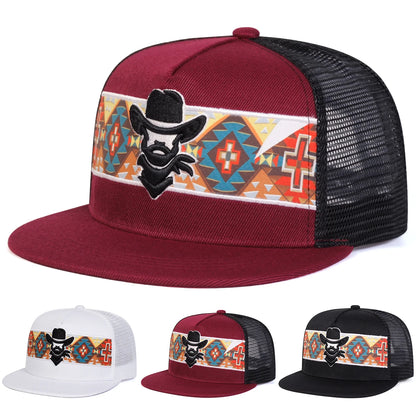 Western Cowboy Embroidery Snapback Hat Unisex