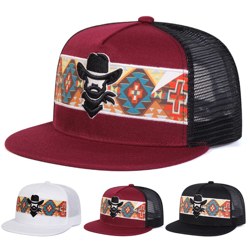 Western Cowboy Embroidery Snapback Hat Unisex