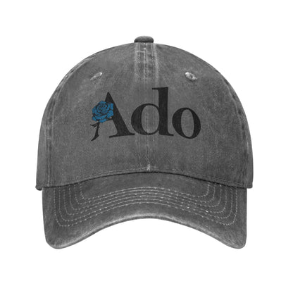 Ado Text Blue Rose Distressed Baseball Cap