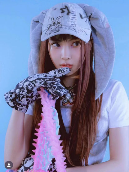 Unisex Y2K Rabbit Ear Denim Baseball Cap
