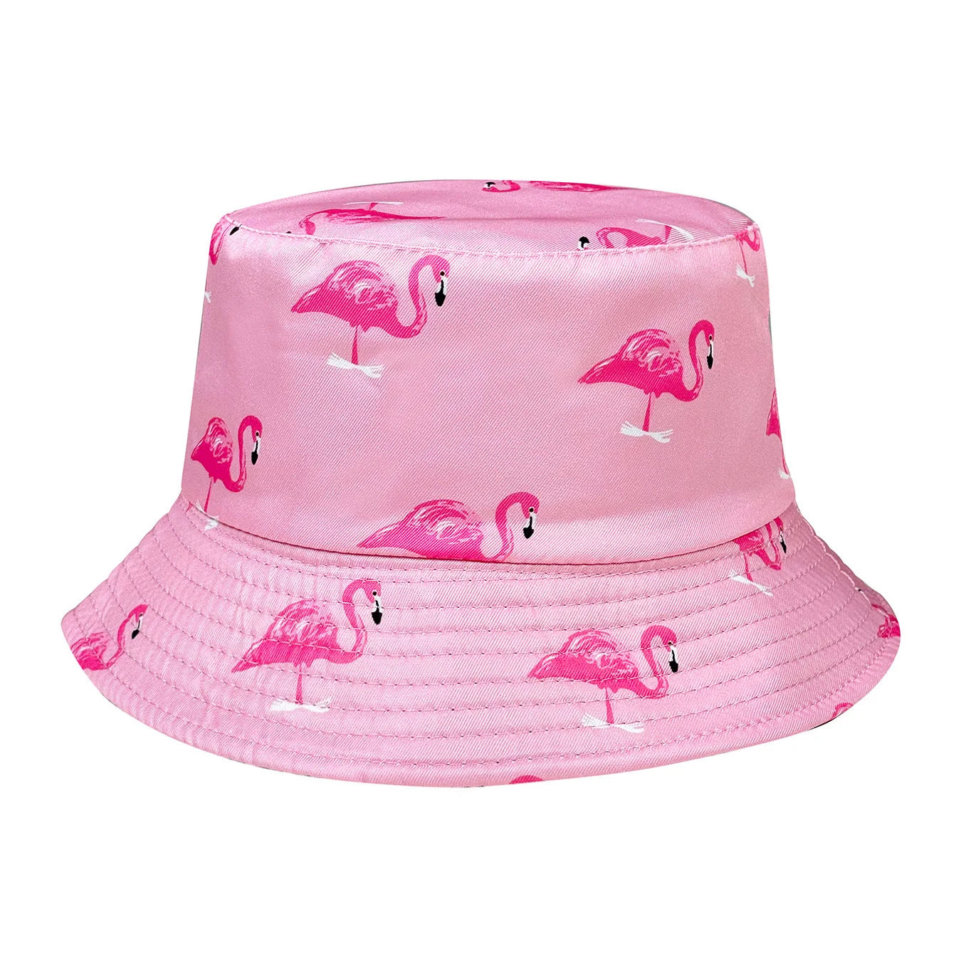 Cartoon Flamingo Print Reversible Bucket Hat