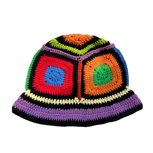 Handmade Contrasting Crochet Knitted Fisherman Bucket Hat