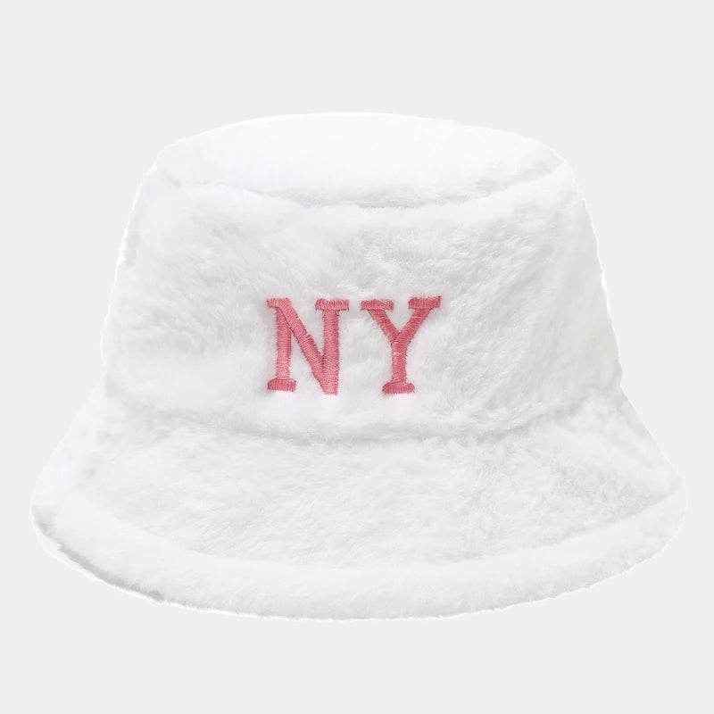 Fur-Lined Embroidered Bucket Hat