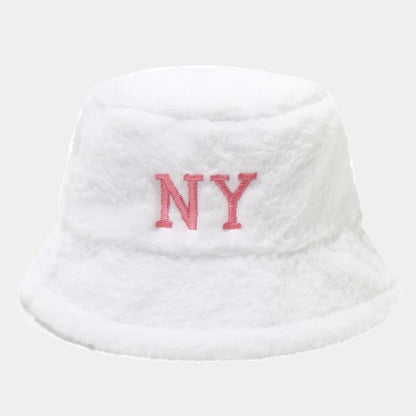 Fur-Lined Embroidered Bucket Hat