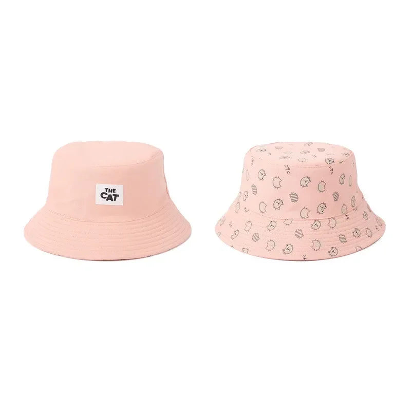LDSLYJR Cartoon Cat Print Cotton Bucket Hat
