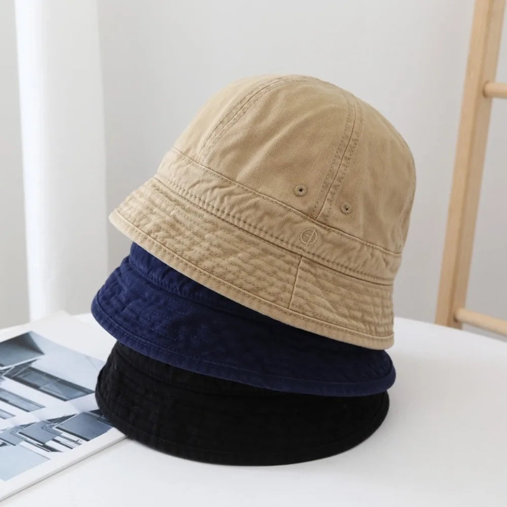 Casual Retro Japanese Style Short Brim Bucket Hat