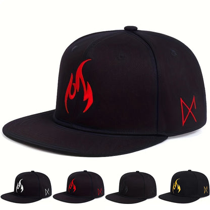 Flame Embroidery Hip Hop Snapback Cap