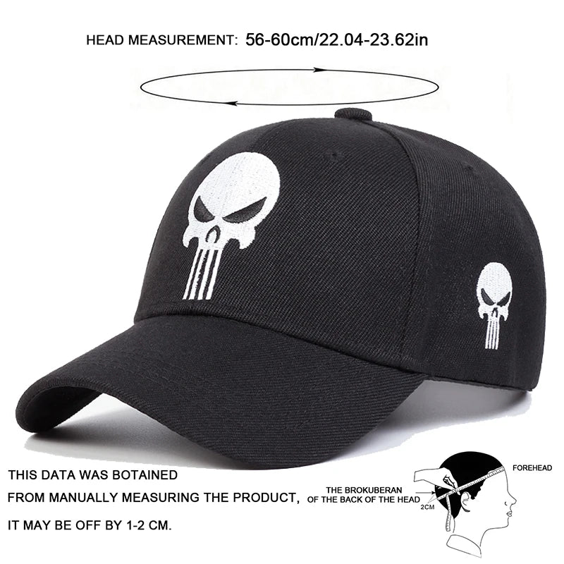Unisex Skull Head Embroidery Casual Baseball Cap