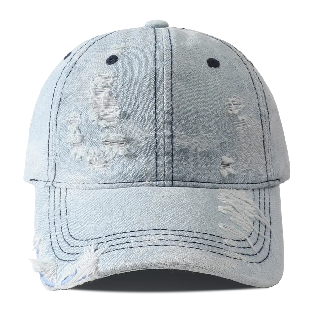 Vintage Distressed Denim Hip Hop Streetwear Baseball Cap
