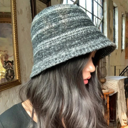 Japanese Mixed Color Knitted Foldable Winter Bucket Hat