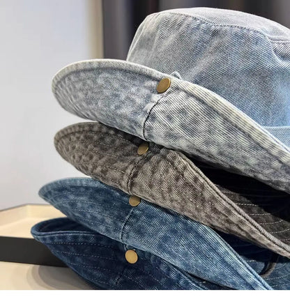 Unisex Vintage Washed Denim Bucket Hat