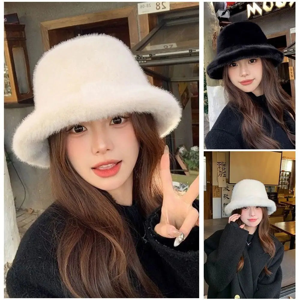 Windproof Fluffy Fur Winter Bucket Hat
