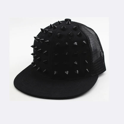 Unisex Rivet Punk Rock Flat Brim Snapback Cap