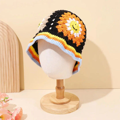 Retro Knitted Sunflower Fisherman Hat