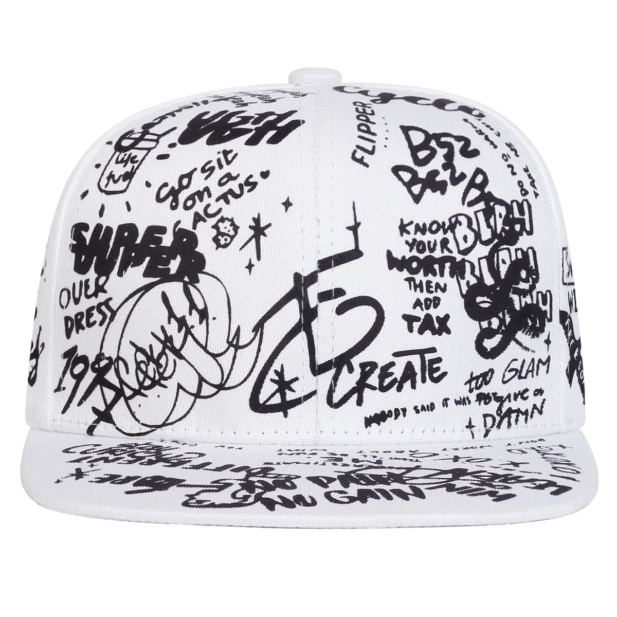 Unisex Black and white Letter Graffiti Printing Hip-hop Hats