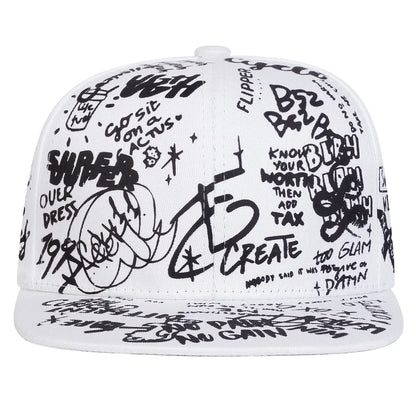 Unisex Black and white Letter Graffiti Printing Hip-hop Hats