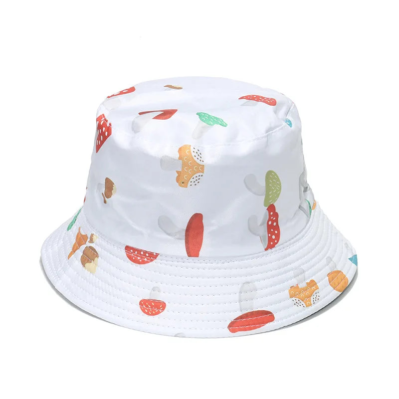 New Unisex Mushroom Print Foldable Cotton Bucket Hat