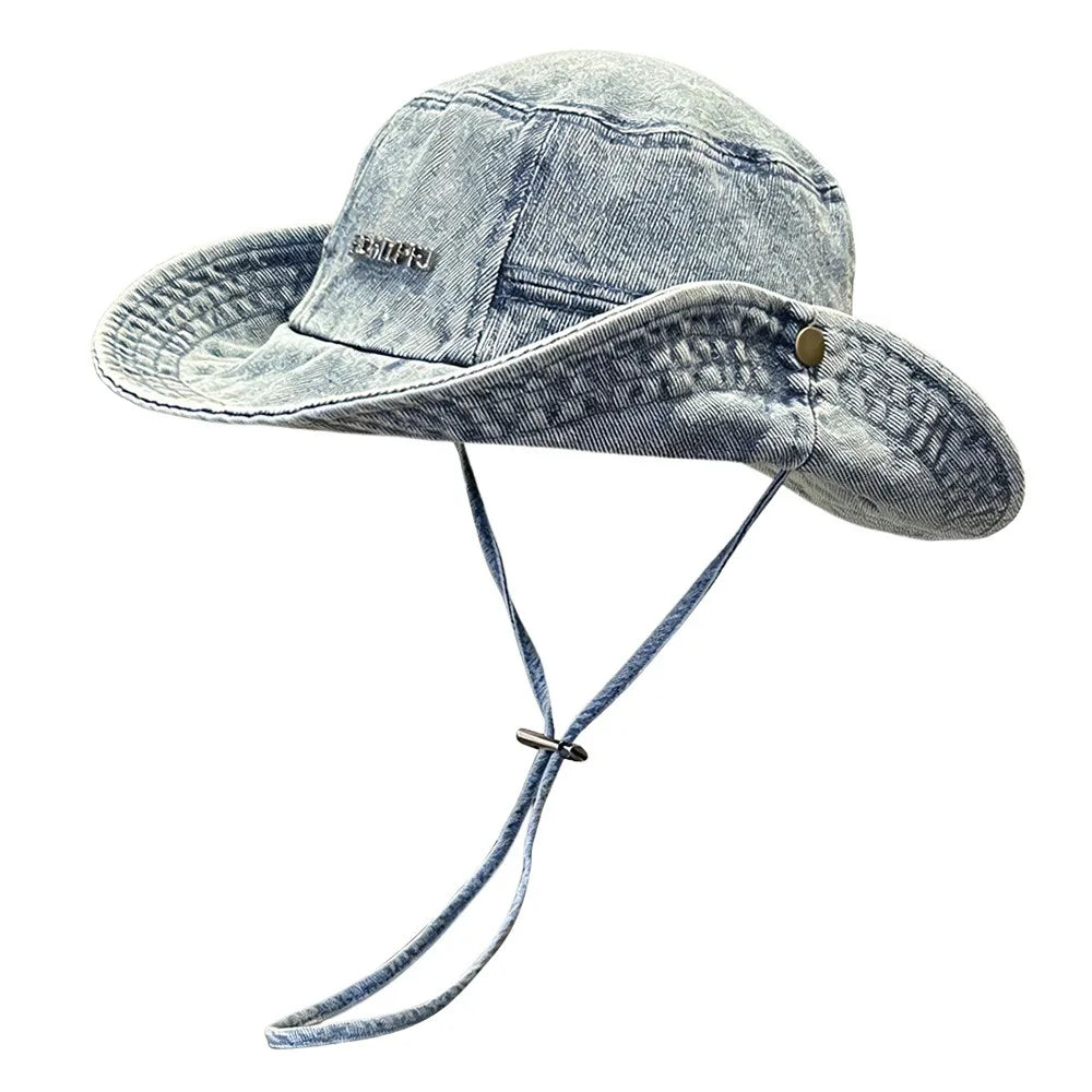 Portable Retro Denim Anti UV Bucket Hat