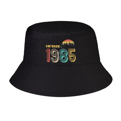 Vintage 1985 Birthday Vibe Graphic Bucket Hat