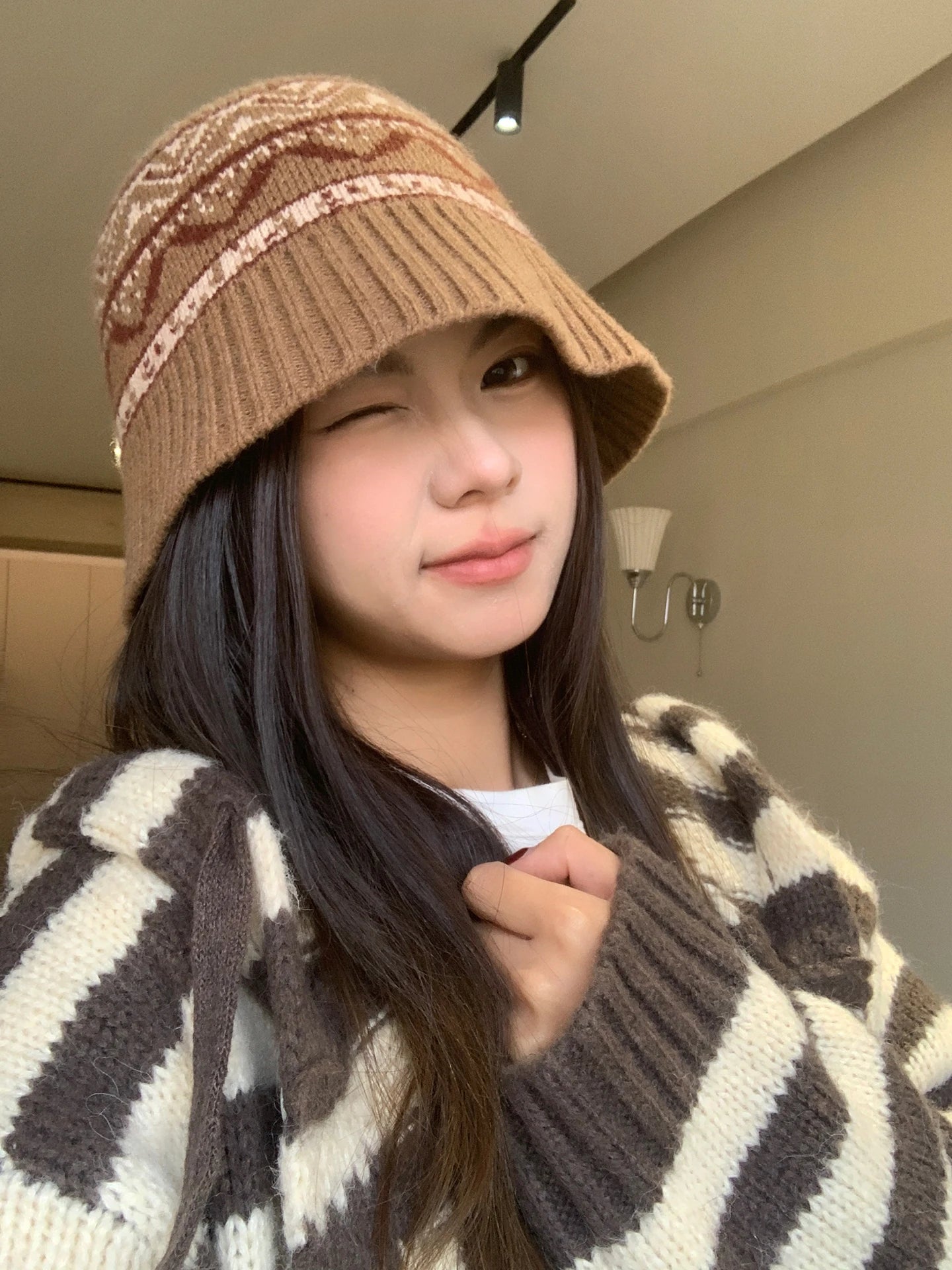 Fair Isle Wool Knit Winter Bucket Hat