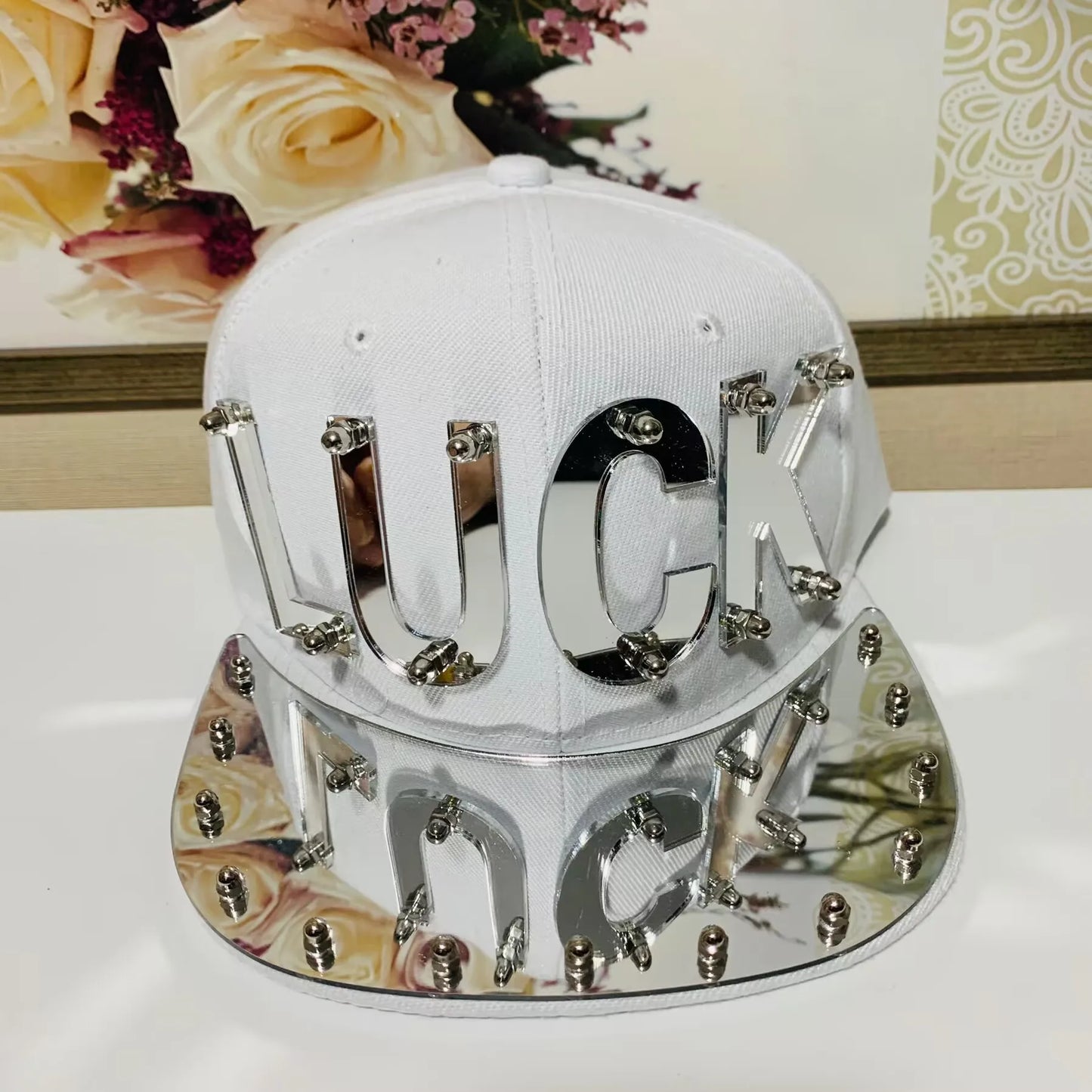 Glitter Rivet Hip Hop Snapback Cap