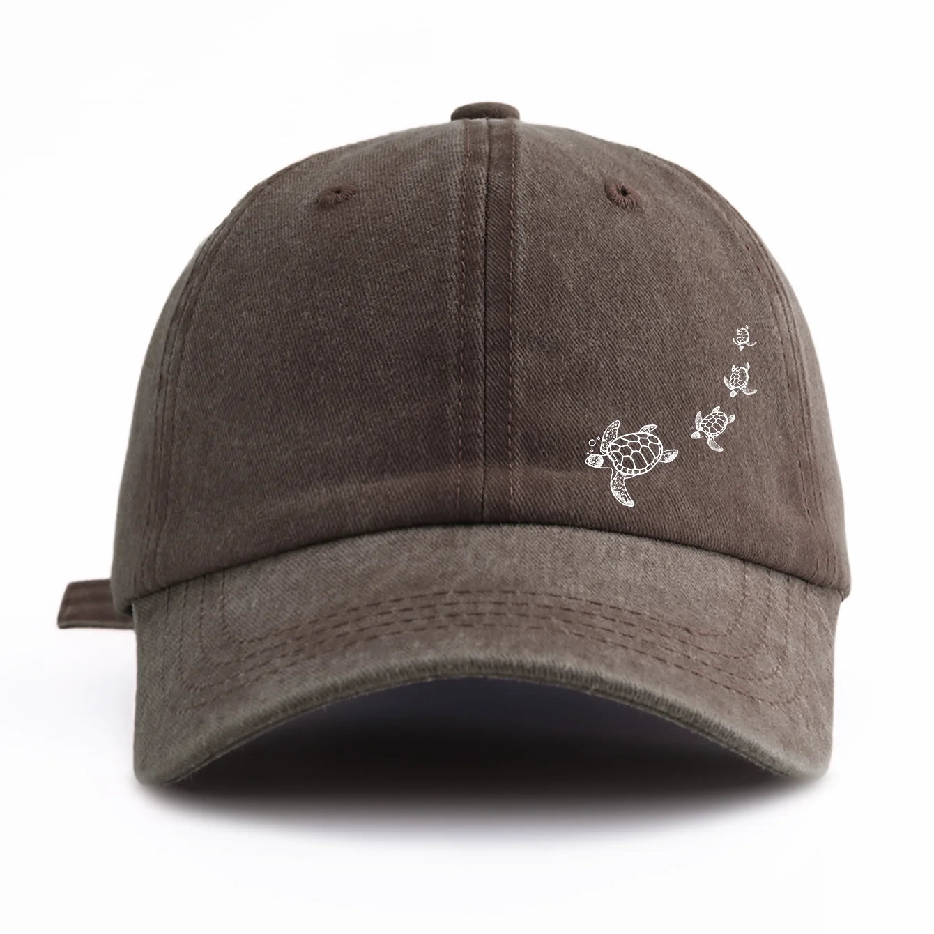 Turtle Print Minimalist Retro Washed Baseball Cap