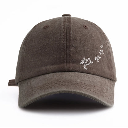 Turtle Print Minimalist Retro Washed Baseball Cap