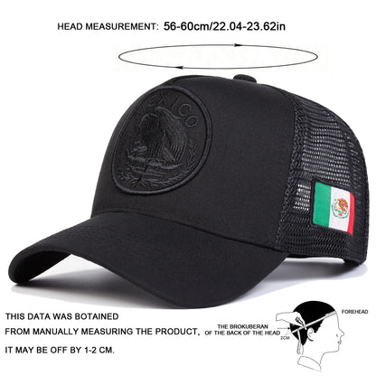 Unisex Mexican Flag Embroidered Mesh Baseball Cap