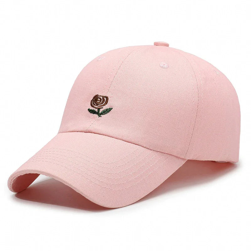 Rose Letter Embroidered Spring Baseball Cap