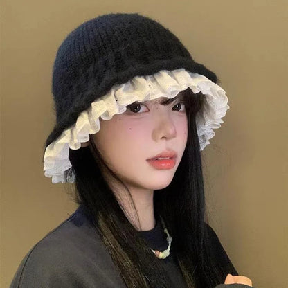 Korean Lace Knit Cute Bucket Hat
