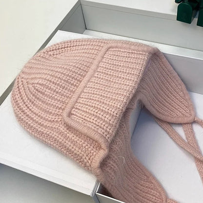 Knitted Wool Ear Protection Winter Bucket Hat
