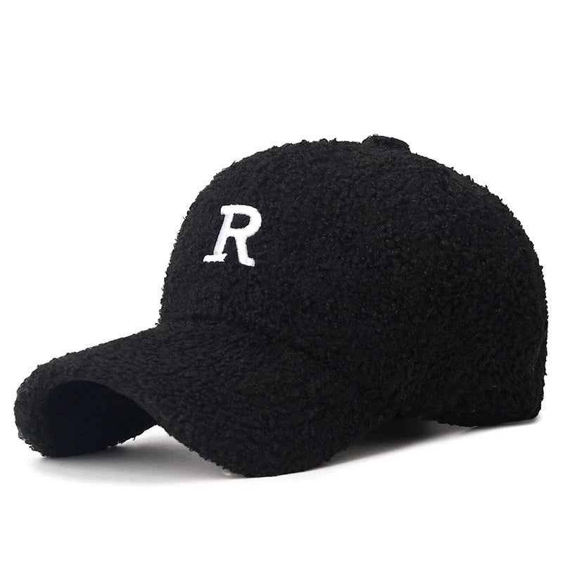Letter R Lamb Wool Duckbill Cap