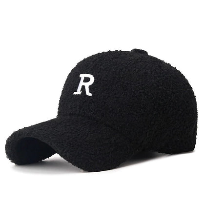 Letter R Lamb Wool Duckbill Cap