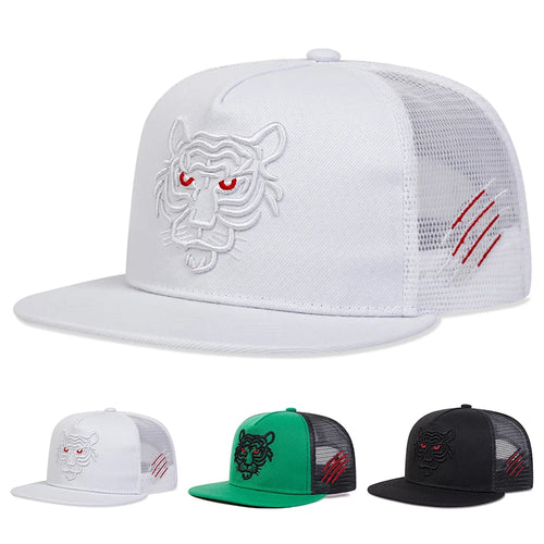 Tiger Embroidery Hip Hop Snapback Cap