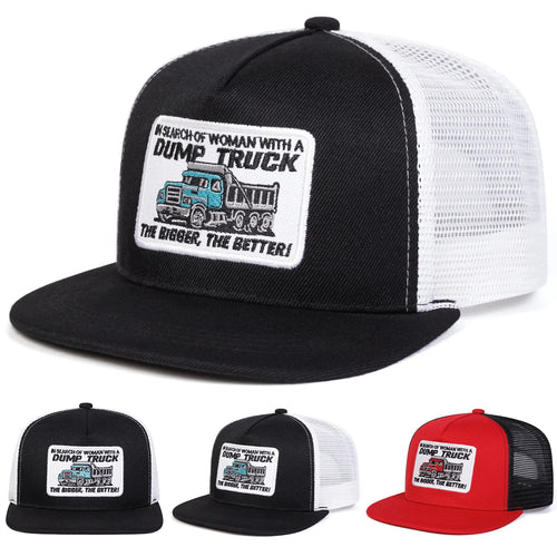 Unisex Dump Truck Letter Embroidery Snapback Cap