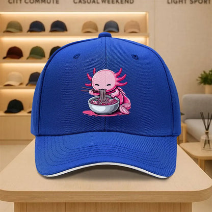 Cute Axolotl Eating Ramen Graphic Baseball Cap