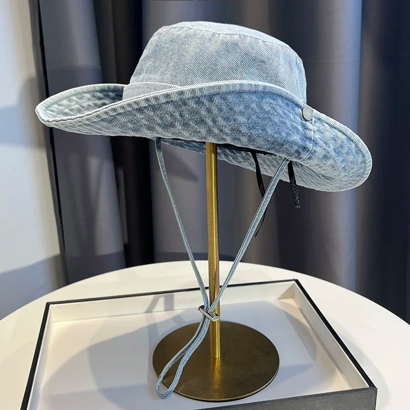 Unisex Vintage Washed Denim Bucket Hat